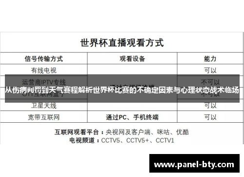 从伤病判罚到天气赛程解析世界杯比赛的不确定因素与心理状态战术临场 从伤病判罚到天气赛程解析世界杯比赛的不确定因素与心理状态战术临场
